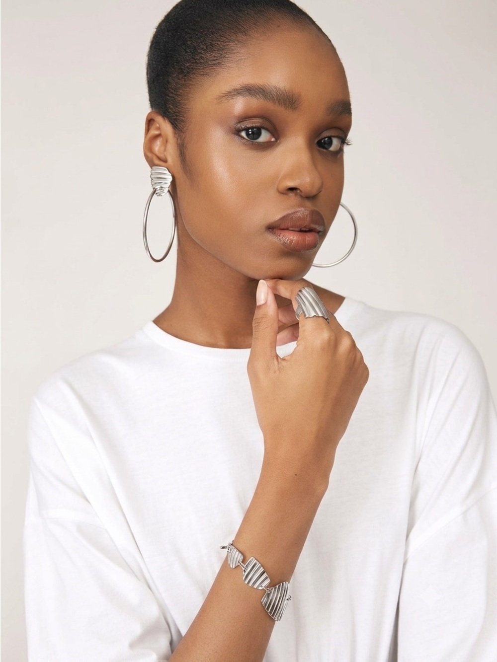 BIKO Silver Soleil Sculptural Large Hoop Earrings | Designed in Canada